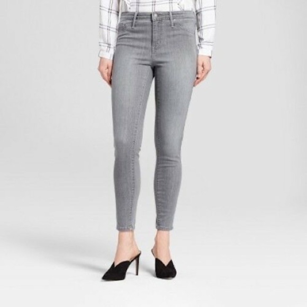 Mossimo Power Stretch High Rise Distressed Skinny Jeans Jeggings Gray, Size 6
